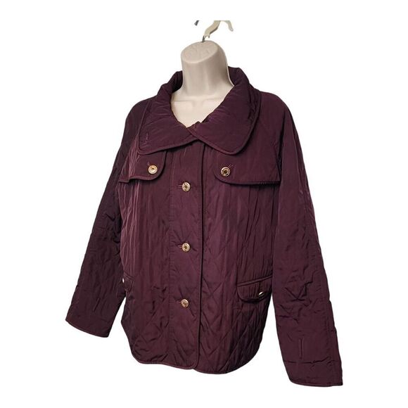 TALBOTS Women' Medium Barn Quilted Jacket Lightweight Zip Buttons Equestrian - Picture 2 of 7
